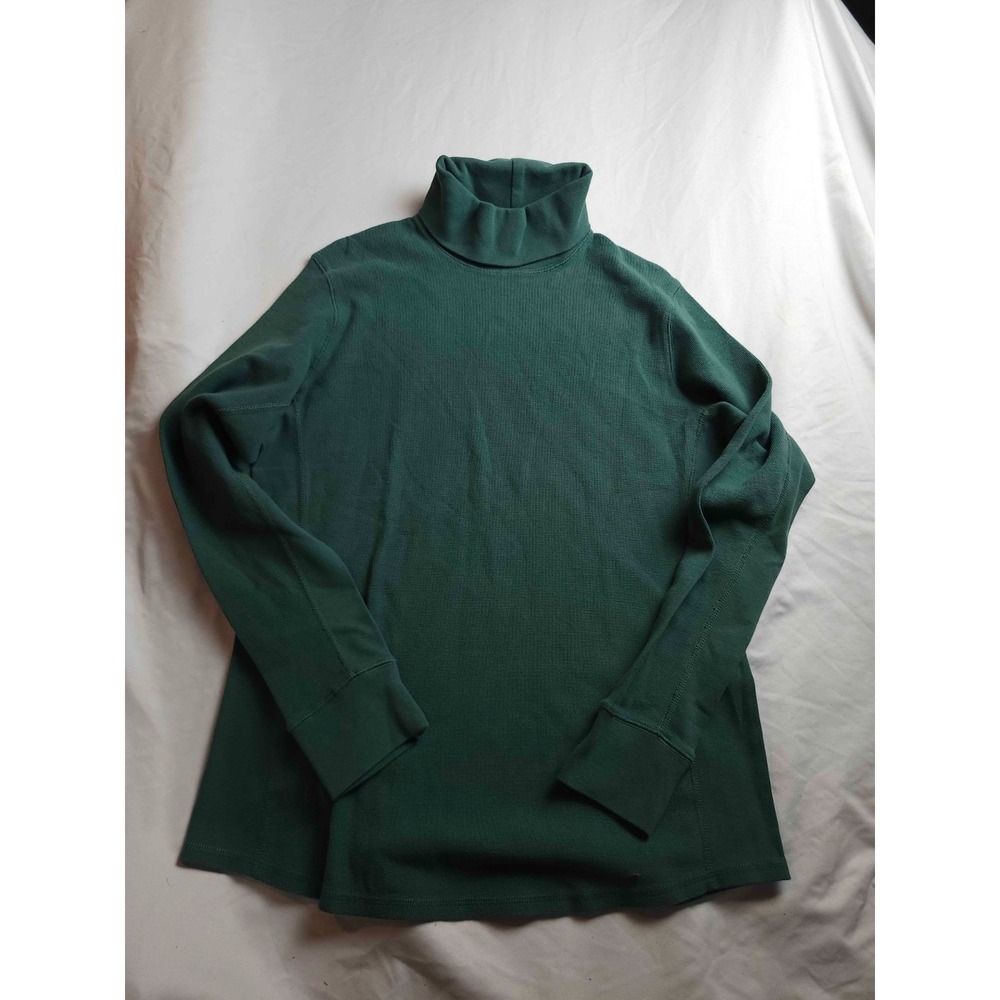 Duluth Top Womens L Green Thermal Minimalist Preppy Outdoor Layering Turtleneck
